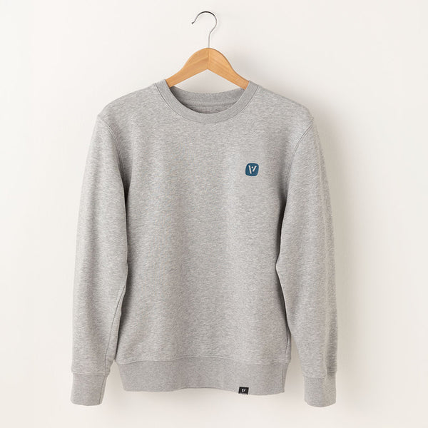 Grau meliertes veercrew Sweatshirt "Solid" auf Kleiderbügel, Freisteller