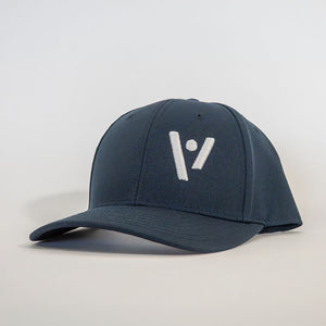 Dunkelblaue veercrew Snapback Cap "Shield" mit gesticktem Logo und gebogenem Schirm